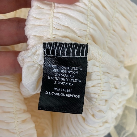 Torrid Mesh Swiss Dot Smocked Top Women’s 3X Sheer Puff Sleeves Coquette Cottage - Picture 15 of 17